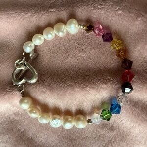 Multicolor Freshwater Pearl and Sworvoski Crystal Bracelet